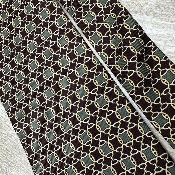 Brooks Brothers Makers 100% Silk Neck Tie Green Grown Geometric - Picture 1 of 8